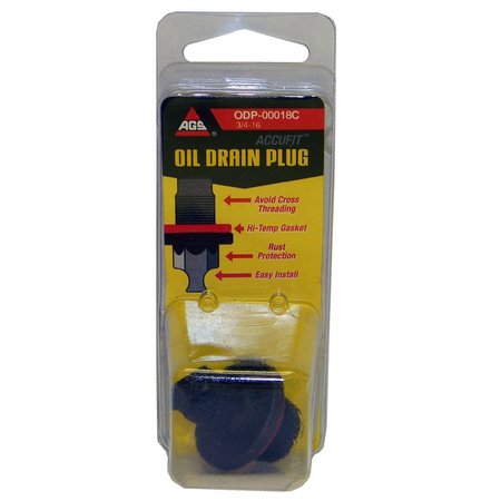 AGS ODP-00018C Accufit Oil Drain Plug 3/4-16, Card ODP-00018C